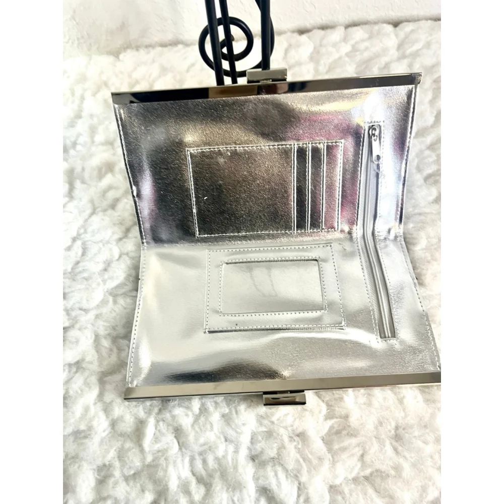 Betseyville by Betsey Johnson novelty clutch wallet black and silver